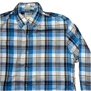 LL Bean Shirt Medium Tall MT Long Sleeve Button Down Multicolor Plaid